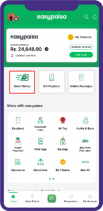 Easy Paisa Account Money Sending Method 01